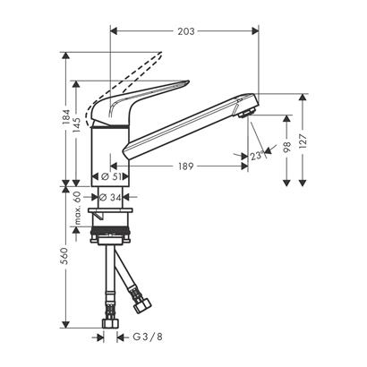 HansGrohe Focus M42 Tek Kollu Eviye Bataryası 100, 1Jet - 71808000