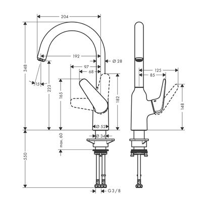 HansGrohe Focus M42 Tek Kollu Eviye Bataryası 220, 1Jet - 71802800