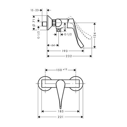 HansGrohe Focus Tek Kollu Duş Bataryası Aplike, Uzun Volan İle - 31916000