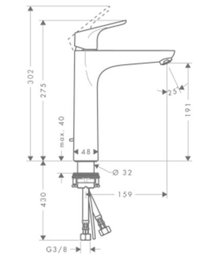 HansGrohe Focus Tek Kollu Lavabo Bataryası 190 Kumandalı - 31608000