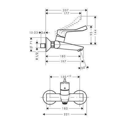 HansGrohe Focus Tek Kollu Lavabo Bataryası Aplike, Ekstra Uzun Volan İle - 31913000