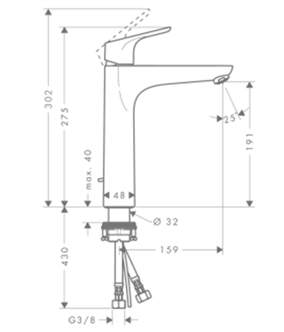 HansGrohe Focus Tek Kollu Lavabo Bataryası 240 Kumandalı, Döner Gaga İle - 31609000