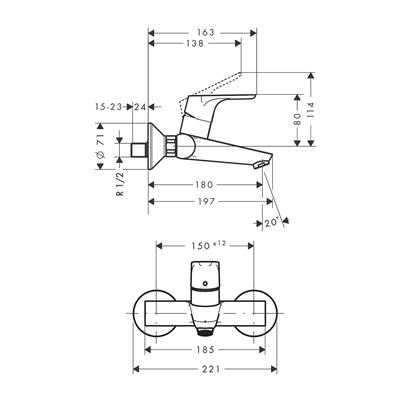 HansGrohe Focus Tek Kollu Lavabo Bataryası Aplike, Duvara Monte - 31923000