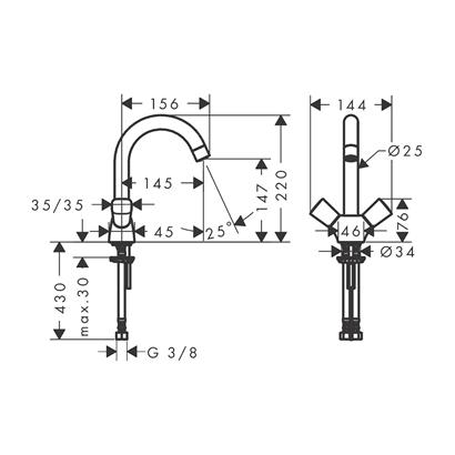HansGrohe Logis 2 - Volanlı Lavabo Bataryası 150 Kumandasız - 71221000