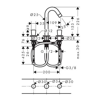 HansGrohe Logis 3 - Delikli Lavabo Bataryası 150 Kumandalı - 71133000