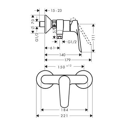 HansGrohe Logis E Tek Kollu Duş Bataryası Aplike - 71610000