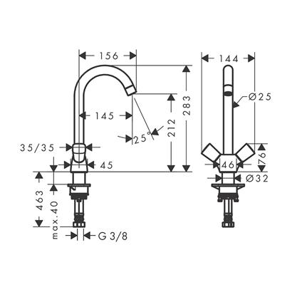 HansGrohe Logis M31 2 - Volanlı Eviye Bataryası 220, 1Jet - 71280000