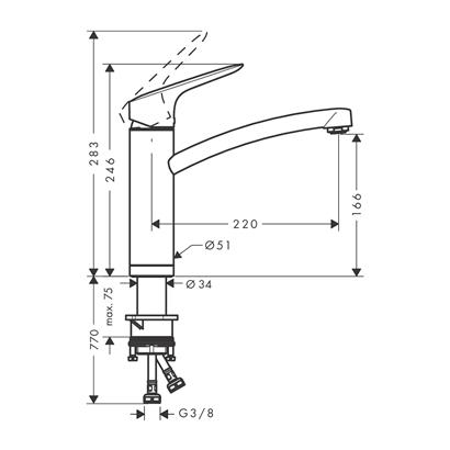 HansGrohe Logis M31 Tek Kollu Eviye Bataryası 160, Pencere Önü Montaj, 1Jet - 71833000