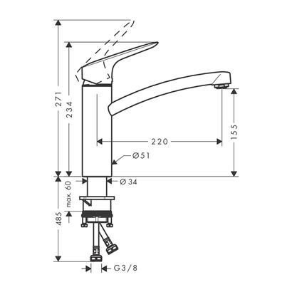 HansGrohe Logis M31 Tek Kollu Eviye Bataryası 160, 1Jet - 71832000