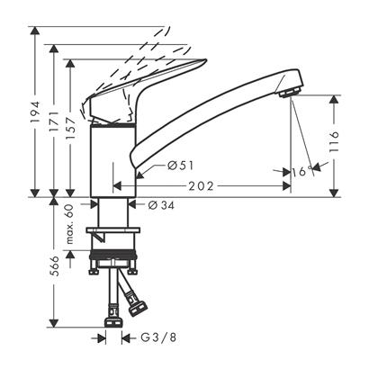 HansGrohe Logis M31 Tek Kollu Eviye Bataryası 120, Coolstart, Ecosmart, 1Jet - 71837000