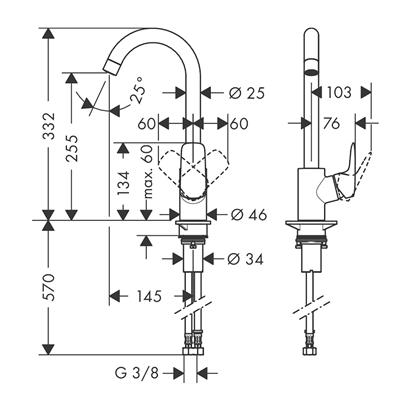 HansGrohe Logis M31 Tek Kollu Eviye Bataryası 260, 1Jet - 71835000