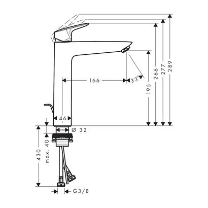 HansGrohe Logis Tek Kollu Lavabo Bataryası 190 Kumandalı - 71095000