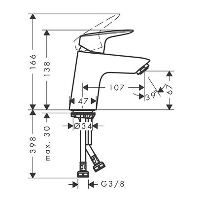 HansGrohe Logis Tek Kollu Lavabo Bataryası 70 Kumandasız - 71071000