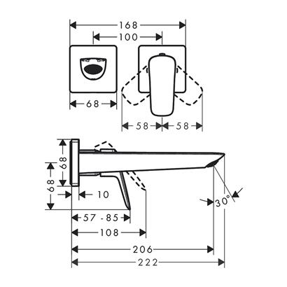 HansGrohe Logis Tek Kollu Lavabo Bataryası Fine Ankastre Duvara Monte 20,5 Cm Gaga İle - 71256000