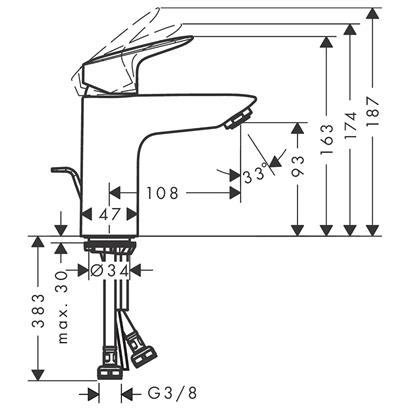 HansGrohe Logis Tek Kollu Lavabo Bataryası 100 Kumandalı, 2 Akışlı - 71105000