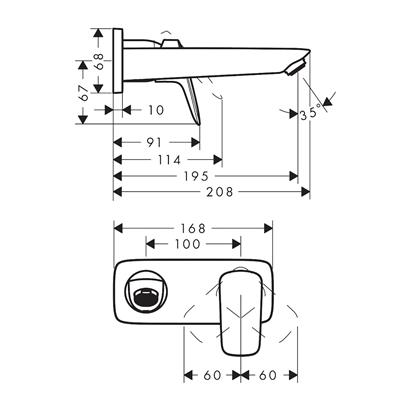 HansGrohe Logis Tek Kollu Lavabo Bataryası Ankastre Duvara Monte, 19.5 Cm Gaga İle - 71220000