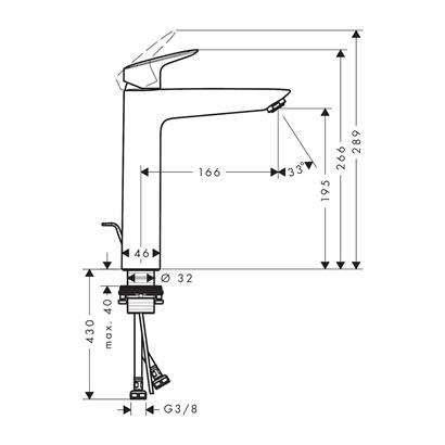 HansGrohe Logis Tek Kollu Lavabo Bataryası 190 Kumandalı - 71090000