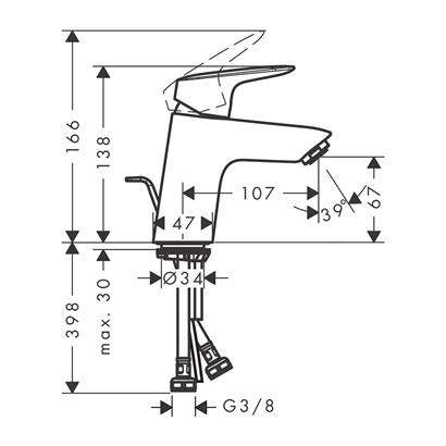 HansGrohe Logis Tek Kollu Lavabo Bataryası 70 Düşük Debi, Kumandalı - 71078000