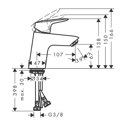 HansGrohe Logis Tek Kollu Lavabo Bataryası 70 Kumandasız - 71076000