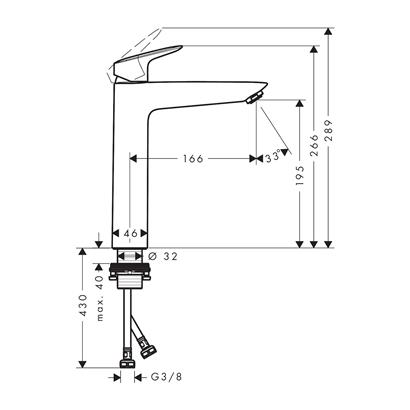 HansGrohe Logis Tek Kollu Lavabo Bataryası 190 Kumandasız - 71091000