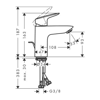 HansGrohe Logis Tek Kollu Lavabo Bataryası 100 Düşük Debi, Kumandalı - 71104000