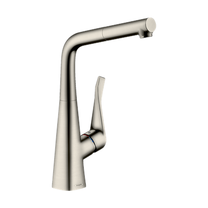 HansGrohe Metris M71 Tek Kollu Eviye Bataryası 320, Çekilebilir Gaga, 1Jet, Sbox - 73812800