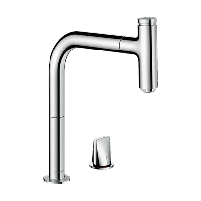 HansGrohe Metris Select M71 2 - Delikli Tek Kollu Eviye Bataryası 200, Eco, Çekilebilir Gaga, 1Jet, Sbox - 73825000