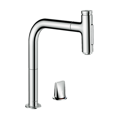 HansGrohe Metris Select M71 2 - Delikli Eviye Bataryası, Çekilebilir El Duşu İle - 73819000