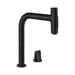 Hansgrohe Metris Select M71 2 - Delikli Tek Kollu Eviye Bataryası 200, Satin Siyah - 73818670
