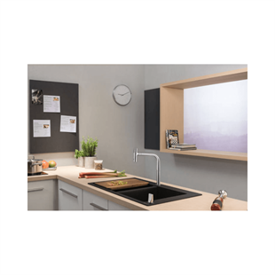 Hansgrohe Metris Select M71 2 - Delikli Tek Kollu Eviye Bataryası 200, Satin Siyah - 73818670