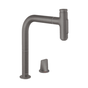 Hansgrohe Metris Select M71 2 - Delikli Tek Kollu Eviye Bataryası 200, Mat Siyah Krom - 73818340