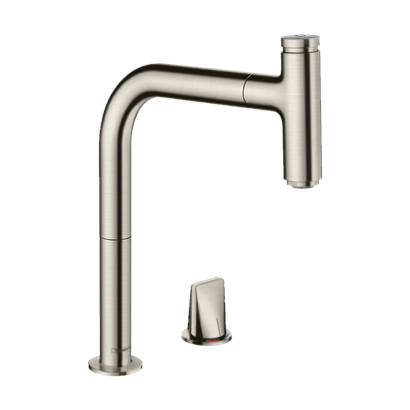 HansGrohe Metris Select M71 2 - Delikli Tek Kollu Eviye Bataryası 200, Çekilebilir Gaga, 1Jet, Sbox - 73804800