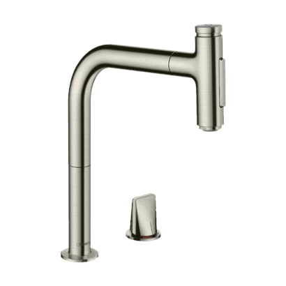 HansGrohe Metris Select M71 2 - Delikli Eviye Bataryası, Çekilebilir El Duşu İle - 73819800