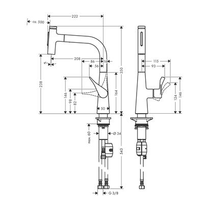 HansGrohe Metris Select M71 Tek Kollu Eviye Bataryası Çekilebilir El Duşu İle - 73822000