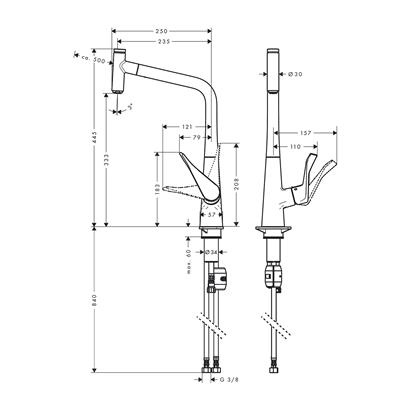 HansGrohe Metris Select M71 Tek Kollu Eviye Bataryası 320, Eco, Çekilebilir Gaga, 1Jet  - 14786000