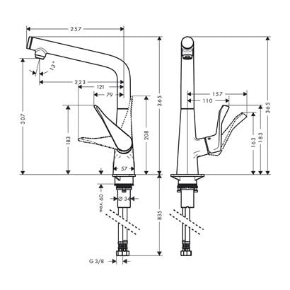 HansGrohe Metris Select M71 Tek Kollu Eviye Bataryası 320, 1Jet  - 14883800