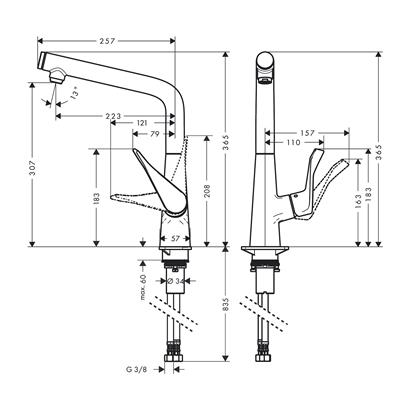 HansGrohe Metris Select M71 Tek Kollu Eviye Bataryası 320, Eco, 1Jet   - 14785000