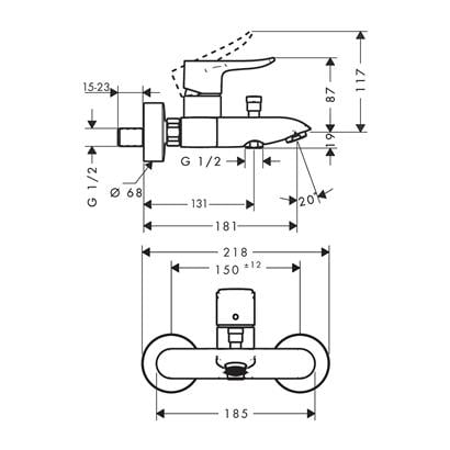 HansGrohe Metris Tek Kollu Banyo Bataryası Aplike - 31480000