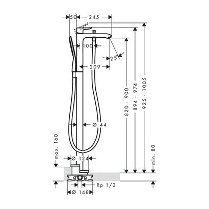 HansGrohe Metris Tek Kollu Banyo Bataryası Yerden - 31471000