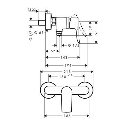 HansGrohe Metris Tek Kollu Duş Bataryası Aplike - 31680000