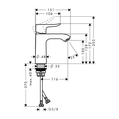 HansGrohe Metris Tek Kollu Lavabo Bataryası 110 Kumandasız - 31084000