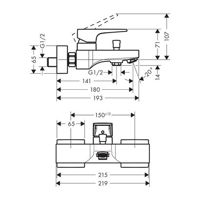 HansGrohe Metropol Tek Kollu Banyo Bataryası Aplike, Loop Volan İle - 74540000