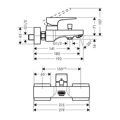 HansGrohe Metropol Tek Kollu Banyo Bataryası Aplike, Çubuk Volan İle - 32540340