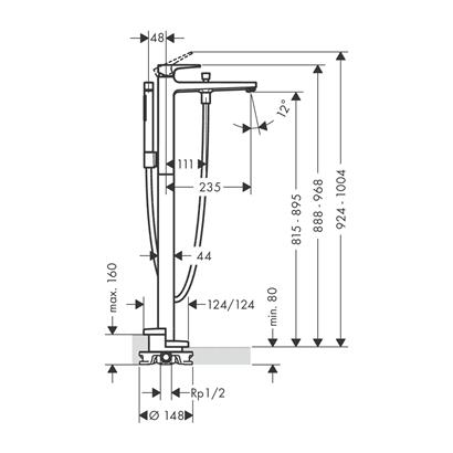 HansGrohe Metropol Tek Kollu Banyo Bataryası Loop Volan İle Yerden - 74532000