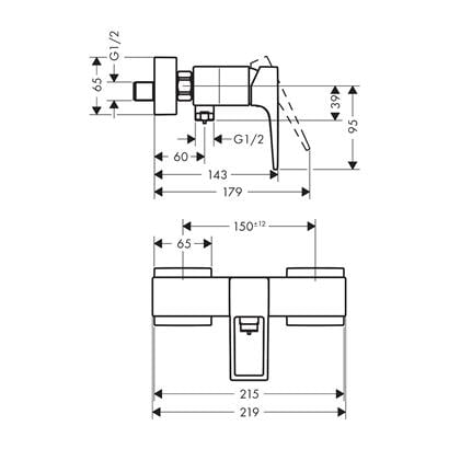HansGrohe Metropol Tek Kollu Duş Bataryası Aplike, Loop Volan İle - 74560000