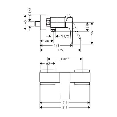 HansGrohe Metropol Tek Kollu Duş Bataryası Aplike, Çubuk Volan İle - 32560140