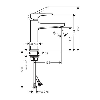HansGrohe Metropol Tek Kollu Lavabo Bataryası 110 Coolstart, Çubuk Volan Ve Bas - Aç Gider Seti İle - 32508000