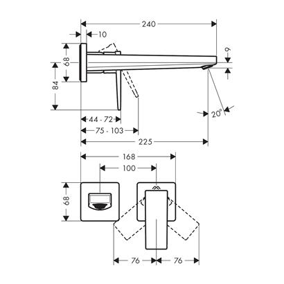 HansGrohe Metropol Tek Kollu Lavabo Bataryası Çubuk Volan, Ankastre Duvara Monte, 22.5 Cm Gaga İle - 32526000