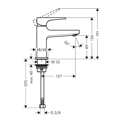 HansGrohe Metropol Tek Kollu Lavabo Bataryası 100 Çubuk Volan İle, Küçük Lavabolar İçin, Soğuk Su İçin - 32501000