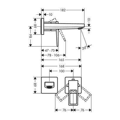 HansGrohe Metropol Tek Kollu Lavabo Bataryası Loop Volan, Ankastre Duvara Monte, 16.5 Cm Gaga İle - 74525000